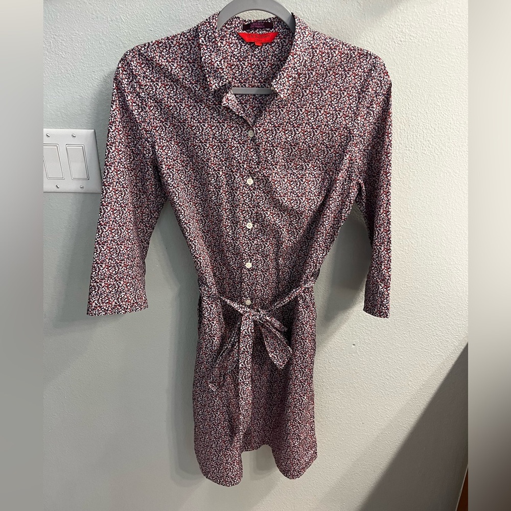 LK Bennett Red White and blue liberty Button Down Shirt dress